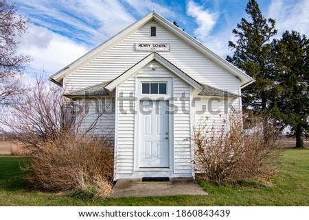 Old unused one room schoolhouse in rural Illinois.  Polo, Illinois, USA.
