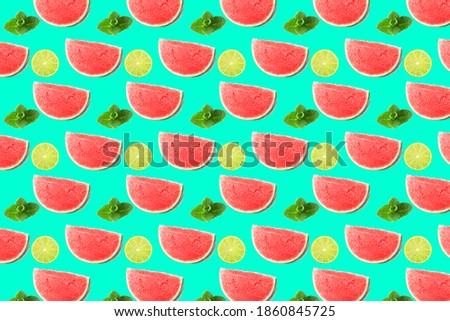 Pattern of fresh fruits isolated on creative colored texture