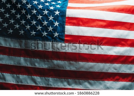 Flag of United States of America, USA flag background in dark
