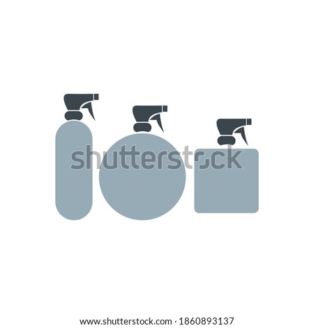 Illustrations of soap spray bottles. logo design concepts.