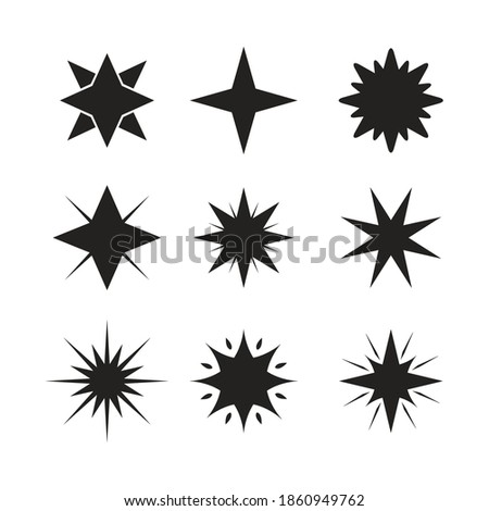 Star silhouette style set icons design, Night bedtime sky space nature science celestial galaxy and astrology theme Vector illustration
