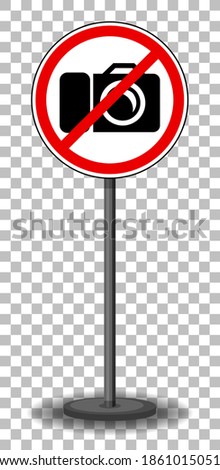 No camera sign with stand isolated on transparent background illustration