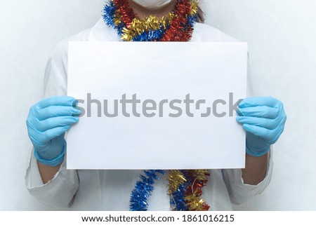 White letterhead for the inscription in the hands of the doctor. Closeup
