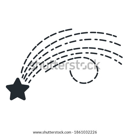 Winter falling star illustration. Isolated vector drawing of decorative element.