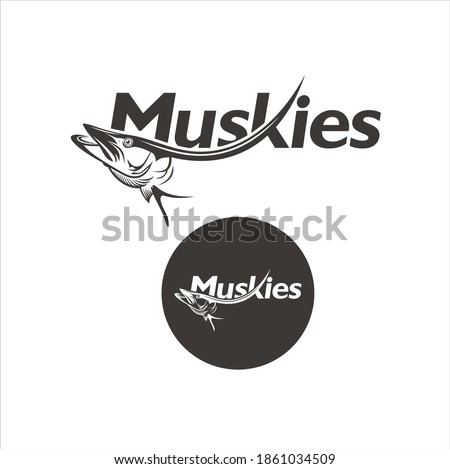 Muskies icon or illustration combined text.