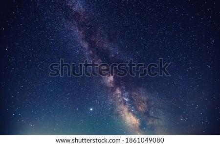 Gorgeous night landscape with bright Milky Way. Location place of Carpathian mountains, Ukraine, Europe. Long exposure shot. Picturesque astrophotography. Discover the beauty of earth.