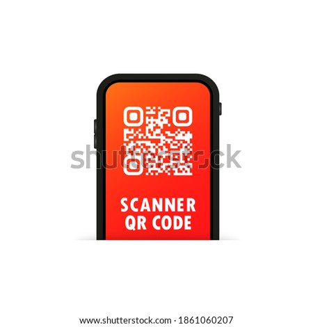 QR scanner. Mobile phone scans QR code. For digital payment concept. Vector on isolated white background. EPS 10
