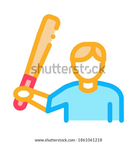 Baseball Player Icon Vector. Outline Baseball Player Sign. Isolated Contour Symbol Illustration