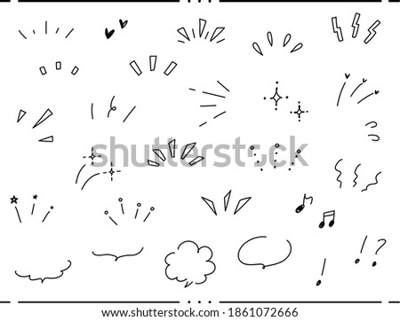A set of abstract icons representing awareness, attention, concentration, surprise, ideas, inspiration, speech bubbles, and various hand-drawn illustrations Royalty-Free Stock Photo #1861072666