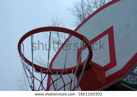 the white shield with red basketball hoop