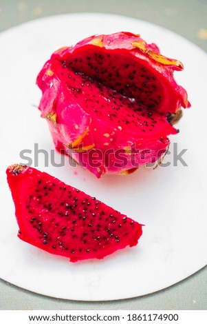 slice of dragon fruit on white background