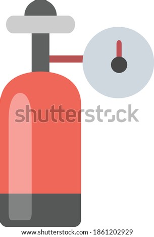 welding gas cylinder with gauge Concept, CO2 Oxygen with Valve Vector Color Icon Design, Arc welding equipment and Metal Work Symbol on white background, Construction and Industrial manufacturing Sign