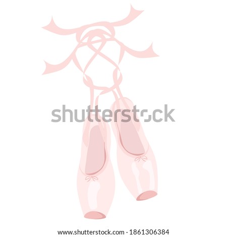 Ballet pointes shoes, with ribbon, pink. Ballerina fashion. Vector illustration, isolated icon