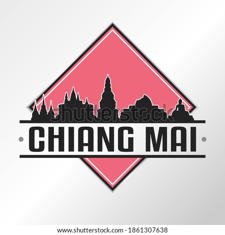 Mueang Chiang Mai District, Chiang Mai, Thailand Skyline Logo. Adventure Landscape Design Vector Illustration. Royalty-Free Stock Photo #1861307638