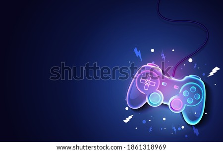 Vector Illustration Neon Future Game Pad Background. Royalty-Free Stock Photo #1861318969