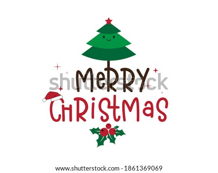 Merry Christmas and Happy New Year. Tree Gnomes  lettering quote design. For t-shirt, greeting card or poster design Background Vector Illustration.
