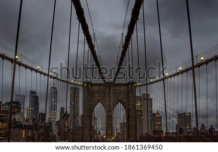 Brooklyn Bridge on a rainy night