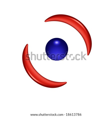 Logo with blue sphere over white background