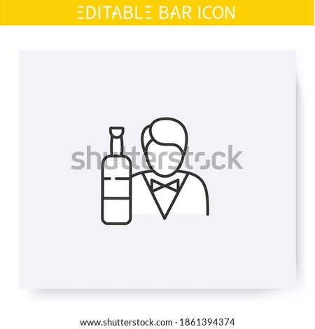 Barman line icon. Barista, waiter, sommelier. Restaurant, night club, bar worker. Cocktail party and drinking establishment concept. Isolated vector illustration. Editable stroke 