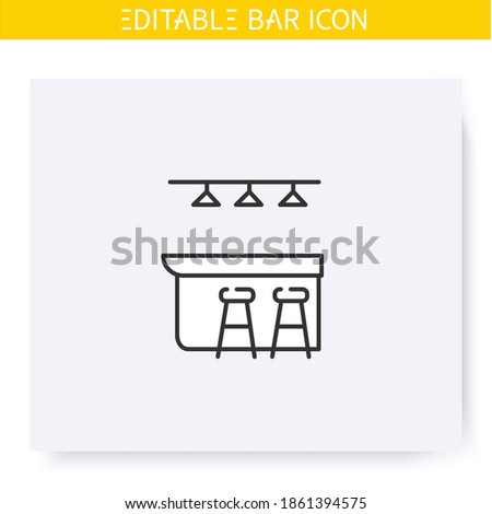 Bar counter line icon. Pub, diner, coffee shop, restaurant interior, furniture. Cocktail party and drinking establishment concept. Isolated vector illustration. Editable stroke 