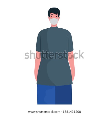 man wearing medical mask character vector illustration design
