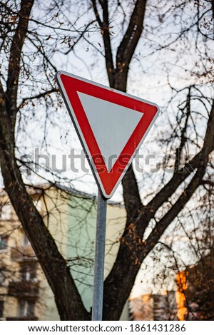 traffic sign give way in Czech Republic