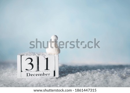 December 31 calendar and snow. New Year, Holiday