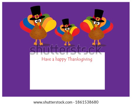 Cartoon Thanksgiving Turkey Family - Happy Thanksgiving