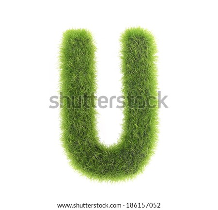grass letter u isolated on white background