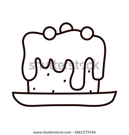 sweet cake icon over white background, line style, vector illustration