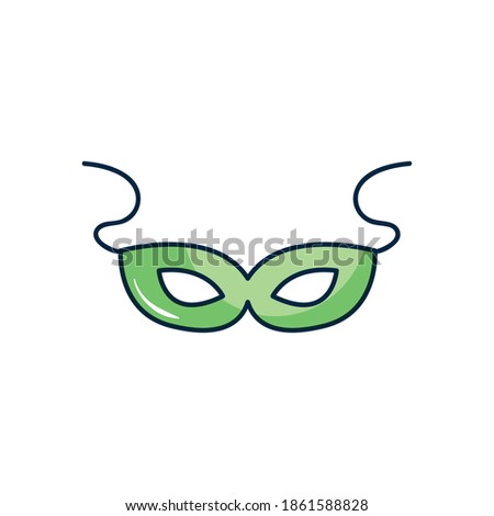 carnival mask icon over white background, flat style, vector illustration