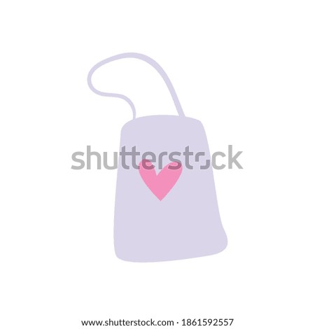 Heart on bag daily sticker flat style icon design of love passion and romantic theme Vector illustration