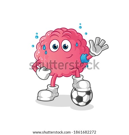 brain playing soccer illustration. character vector