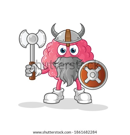 brain viking with an ax illustration. character vector