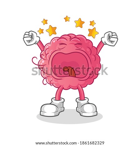 brain yawn character. cartoon mascot vector