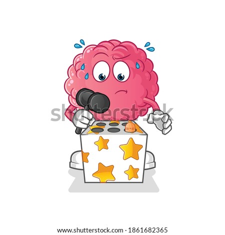 brain play whack a mole mascot. cartoon vector