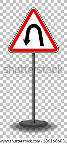 Left hair pin bend sign with stand isolated on transparent background illustration