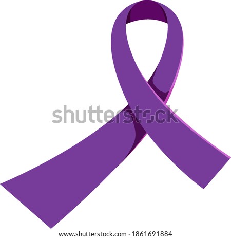 Purple ribbon symbolize awareness pancreatic cancer isolated on white background illustration
