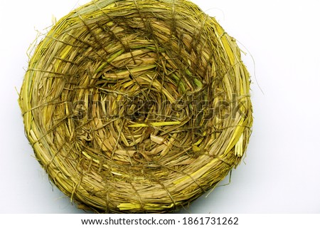 an empty bird nest isolated on white background