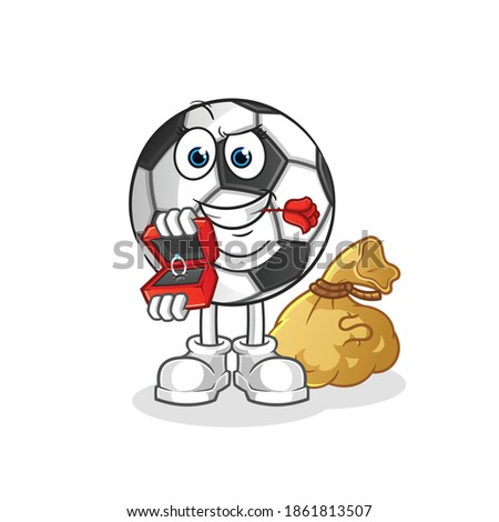 ball propose and holding ring character. cartoon mascot vector