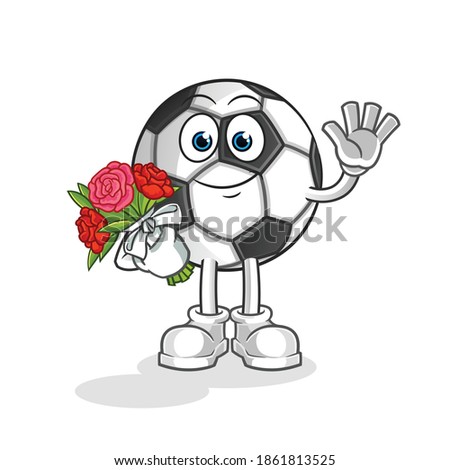 ball with bouquet mascot. cartoon vector