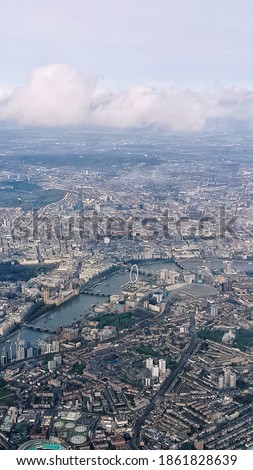 Amazing London city view from an airplane window. This image was taken in 2017