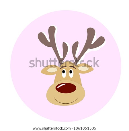 Winter illustration, vector. Deer head. Design postcard