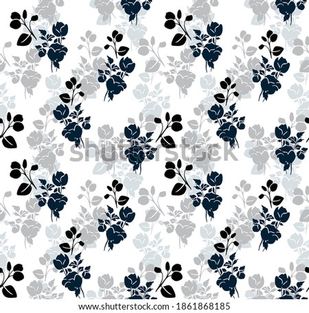 seamless vector flower pattern on white background