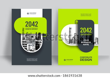 Corporate Book Cover Design Template in A4. Can be adapt to Brochure, Annual Report, Magazine,Poster, Business Presentation, Portfolio, Flyer, Banner, Website. Royalty-Free Stock Photo #1861931638