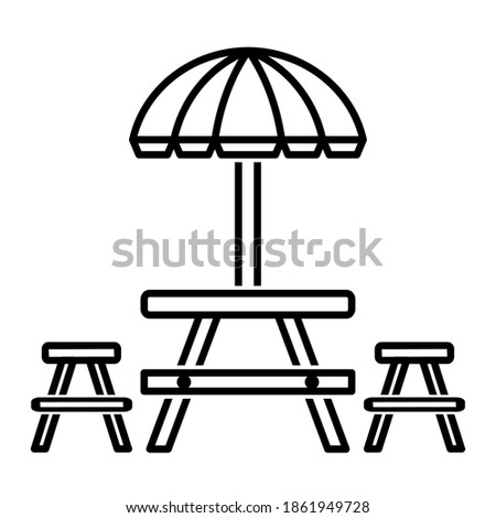 Picnic table icon in trendy outline style design. Vector illustration isolated on white background.