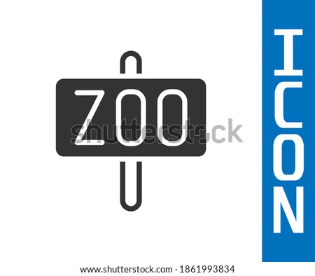Grey Zoo park icon isolated on white background.  Vector