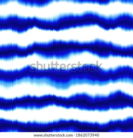 Ocean blue tie dye stripe texture background. Coastal living style farmhouse interior pattern. Seamless white linen boho textile effect. Distressed acid wash. Nautical maritime beach fashion swatch.
