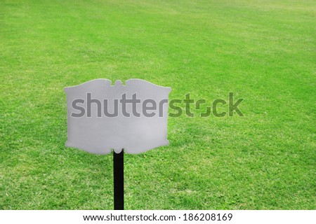 Signboard on lawn