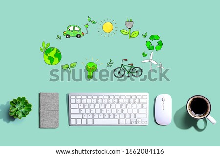 Eco theme with a computer keyboard and a mouse